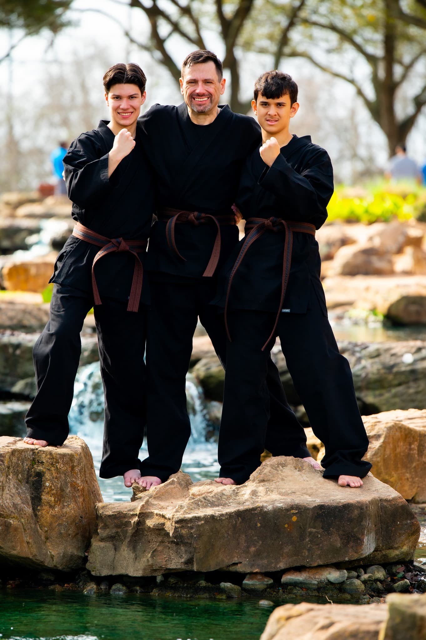 Bob Huff, Hunter Cannon, and Zane Van Avery, Cypress Warriors black belt candidates